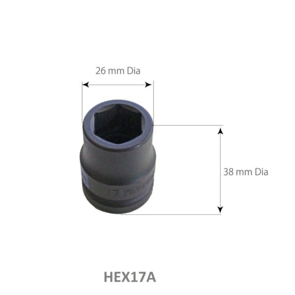 SARV Hex 17mm socket for Wheel Nut Extraction