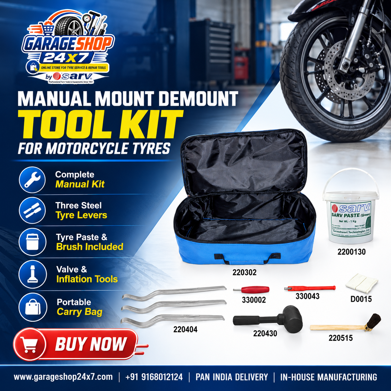 Motorcycle Tire Mount Demount Tool Kit - 1