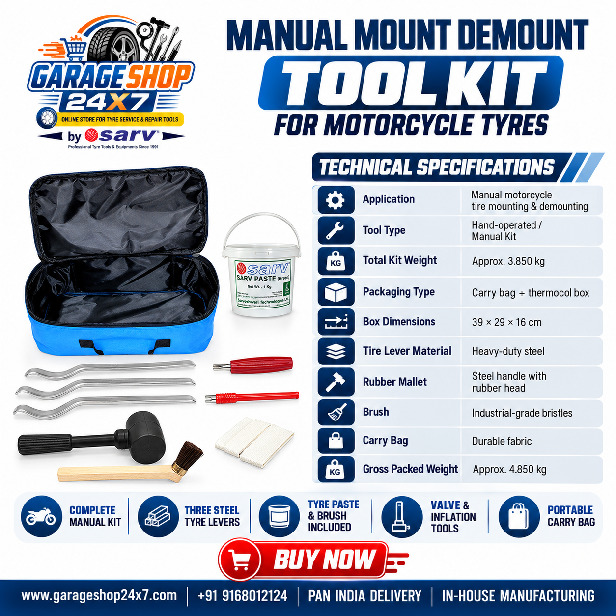 Motorcycle Tire Mount Demount Tool Kit - 2