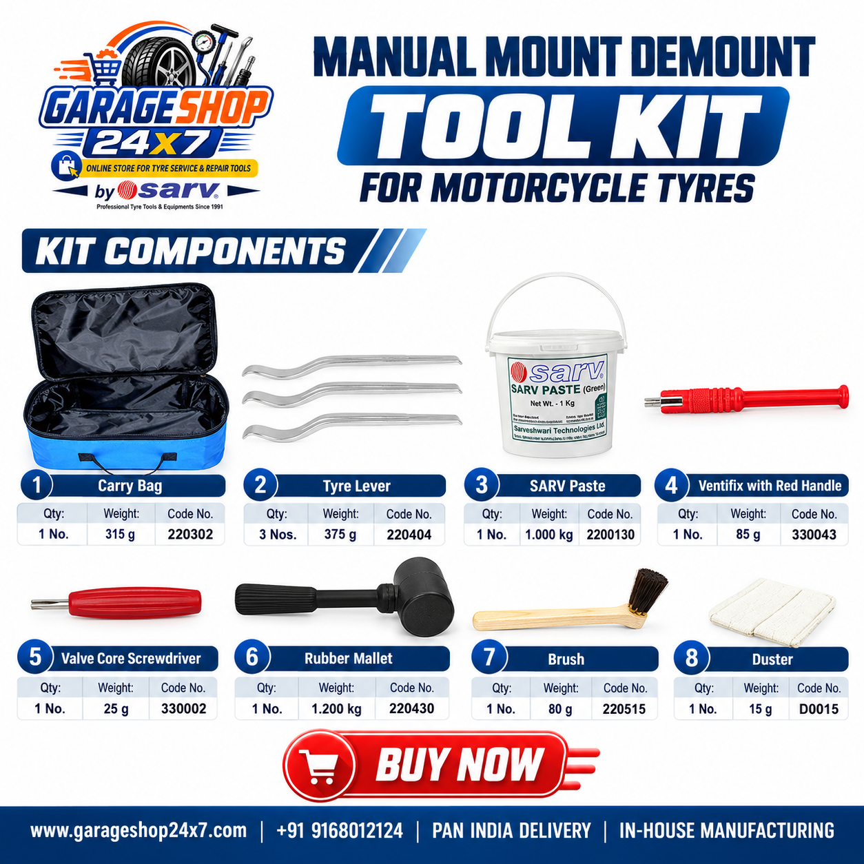 Motorcycle Tire Mount Demount Tool Kit - 3