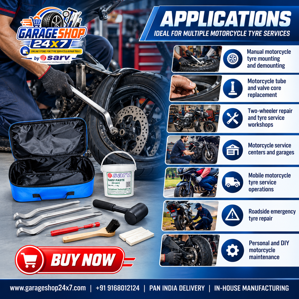 Motorcycle Tire Mount Demount Tool Kit - 4