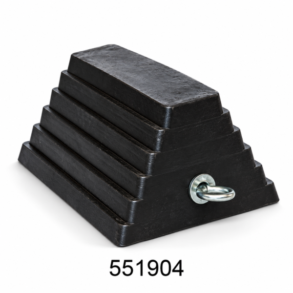 SARV Heavy Duty Rubber Wheel Chock 233×180×140 mm with Steel Bolt Industrial Vehicle Safety Block (20 Ton Capacity)